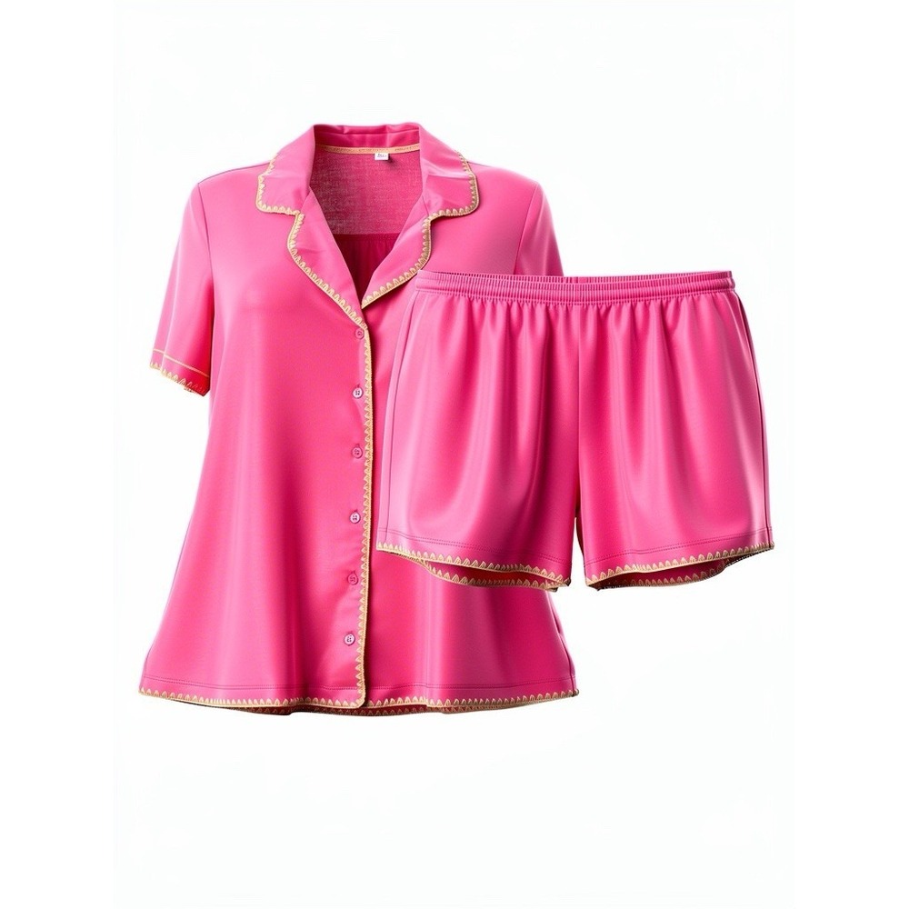 Joyspun Women's Pajama Set 2XL Pink Short Sleeve Top & Shorts Sleepwear